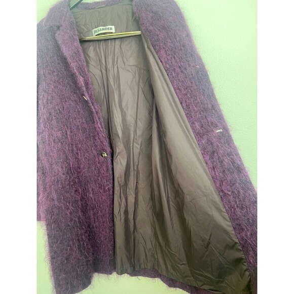 Jil Sander Purple Mohair Wool Blend Long Coat Button Front Size DE 38/ US 8 - Picture 6 of 10